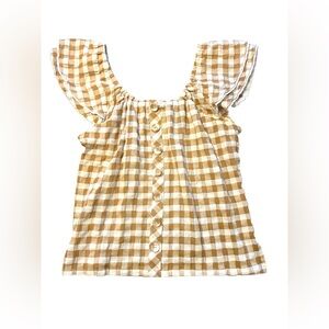 Matilda Jane Enchanted Garden Annabelle Plaid Off-Shoulder Blouse L Large